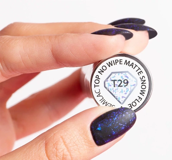 Semilac Merry Confetti matowy top hybrydowy z drobiną T29 Top No Wipe Matte Snow Floe 7 ml