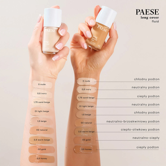 Paese Long Cover Fluid kremowy podkład kryjący do twarzy nowa formuła 0 Nude 30 ml
