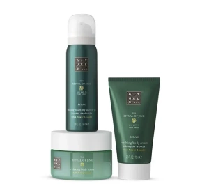 Rituals The Ritual Of Jing zestaw mini kosmetyków do ciała pianka do mycia 50 ml + scrub 125 g + krem do ciała 70 ml