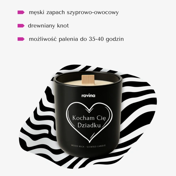 Ravina Kocham Cię Dziadku sojowa świeca zapachowa Creeventus 175 g