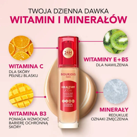 Bourjois Healthy Mix podkład niwelujący oznaki zmęczenia z kompleksem witamin i minerałów 51W Light Vanilla 30 ml