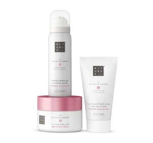 Rituals The Ritual Of Sakura zestaw mini kosmetyków do ciała pianka do mycia 50 ml + scrub 125 g + krem do ciała 70 ml