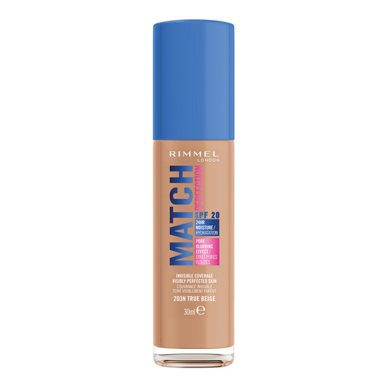 Rimmel Match Perfection wygładzający podkład do twarzy z filtrem SPF20 203N True Beige 30 ml