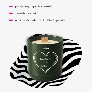 Ravina Kocham Cię Babciu sojowa świeca zapachowa Konwalia 175 g