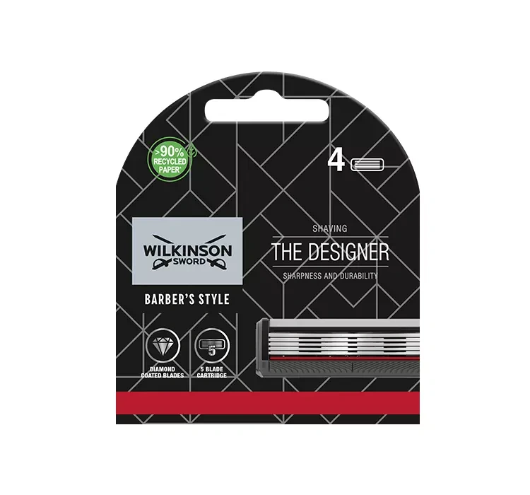 Сменные кассеты Wilkinson Sword Barber's Style The Designer, 5 лезвий, для мужчин, 4 шт