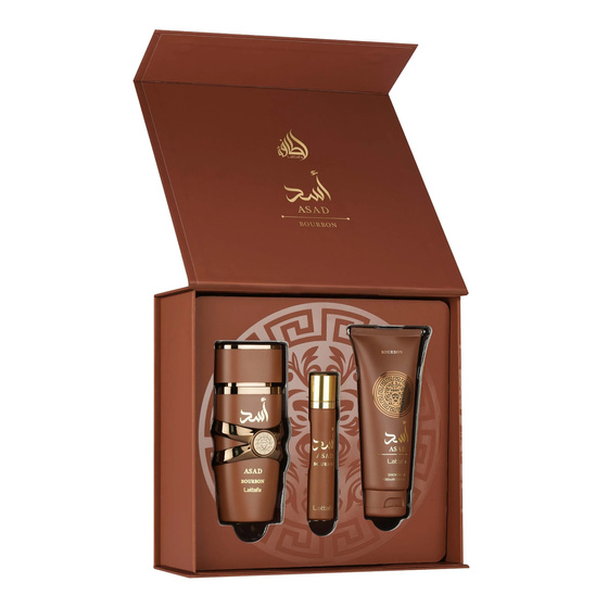Lattafa Asad Bourbon woda perfumowana spray 100 ml + 12 ml + żel pod prysznic 100 ml