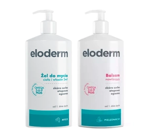 Eloderm zestaw do pielęgnacji skóry żel do mycia ciała i włosów 2w1 400 ml + balsam nawilżający 400 ml