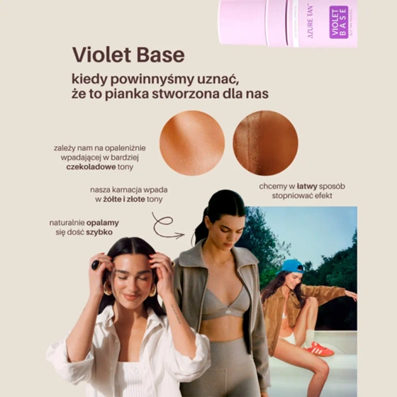 Azure Tan Violet Base Self Tan Mousse Dark to Ultra Dark samoopalająca pianka do ciała fioletowa baza 200 ml